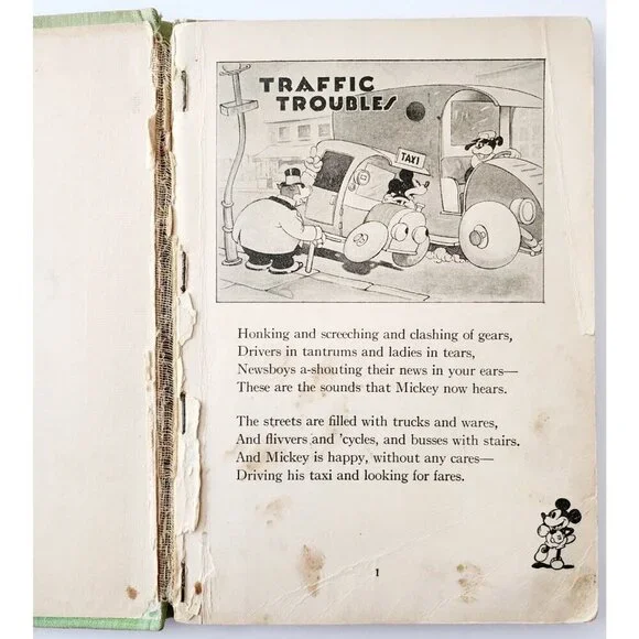 1930s Mickey Mouse Story Book Walt Disney Illustrated Antique HC Book E44 - Picture 3 of 5